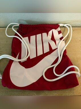 Nike Red Drawstring Backpack with White Swoosh NWOT